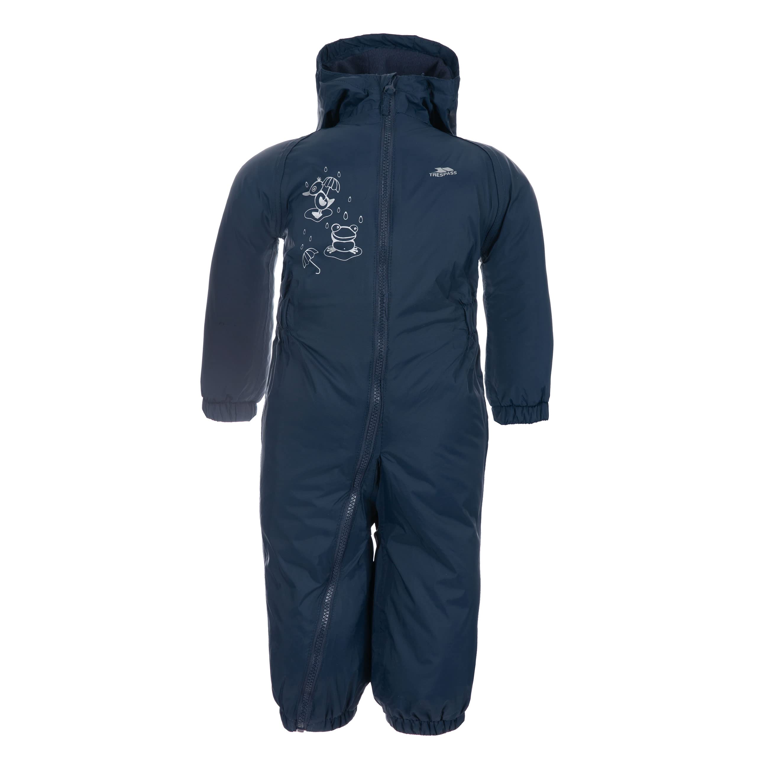 Trespass Kids' Waterproof Drip Drop Outdoor Rain Suit, Blue - Blue, 12/18 month