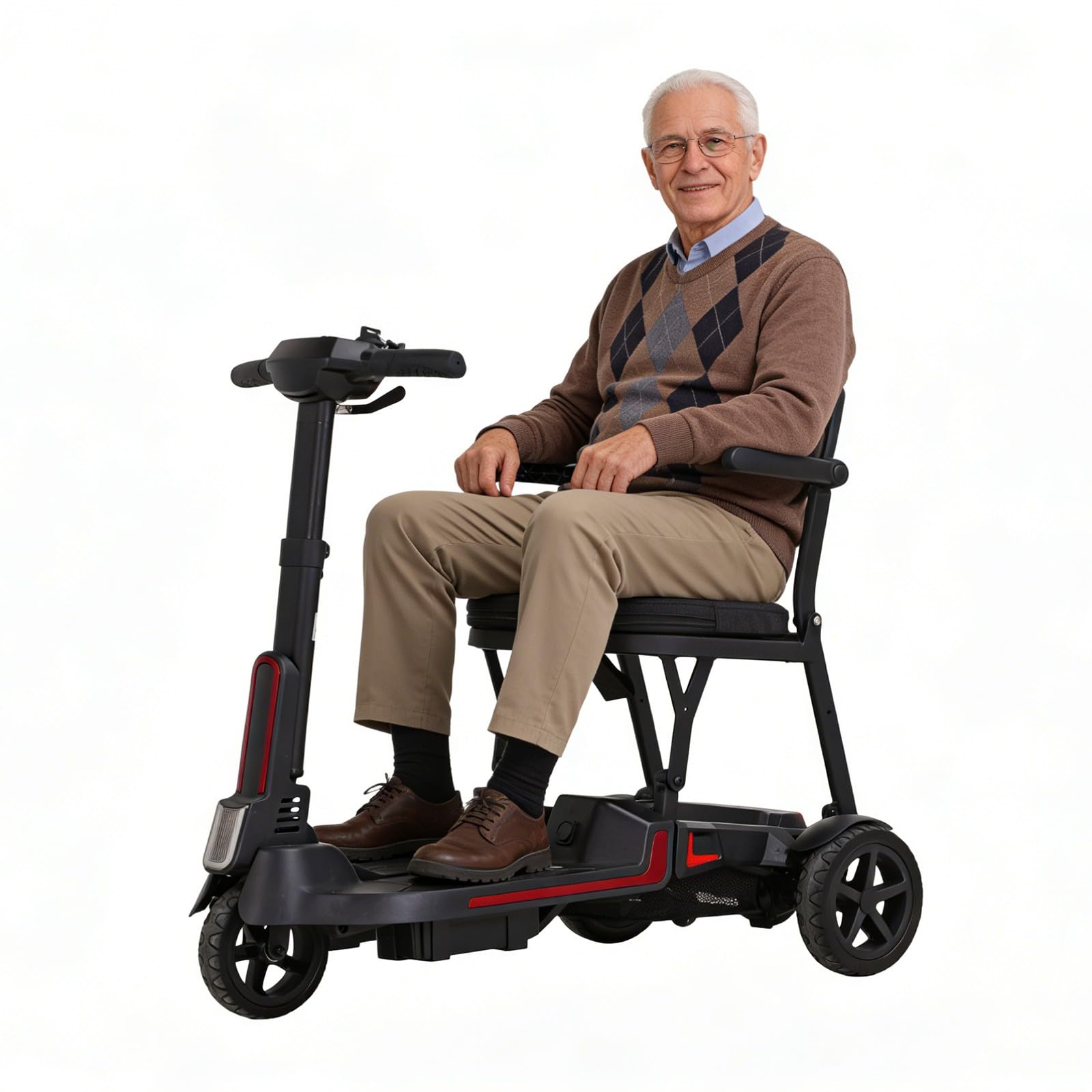 Scooter De Movilidad De 3 Ruedas,Scooter De Movilidad Plegable,Con Baterías Extraíbles Dobles, Capacidad De Peso De 136 Kg/299 Lbs,Para Personas Mayores 6.6AH*2