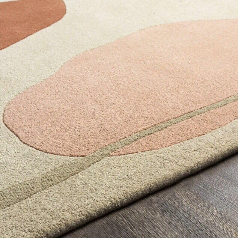 Pastel Abstract Area Rug 9x12 ft | Hand Tufted Modern Minimalist Artistic Carpet
