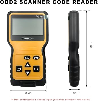 Car OBD2 Scanner Code Reader, Vehicle Engine Fault Scanner for Check Engine Light & Emission Status, CAN Diagnostic Scan Tool Universal for OBD II Protocol Cars Since 1996 (Yellow)
