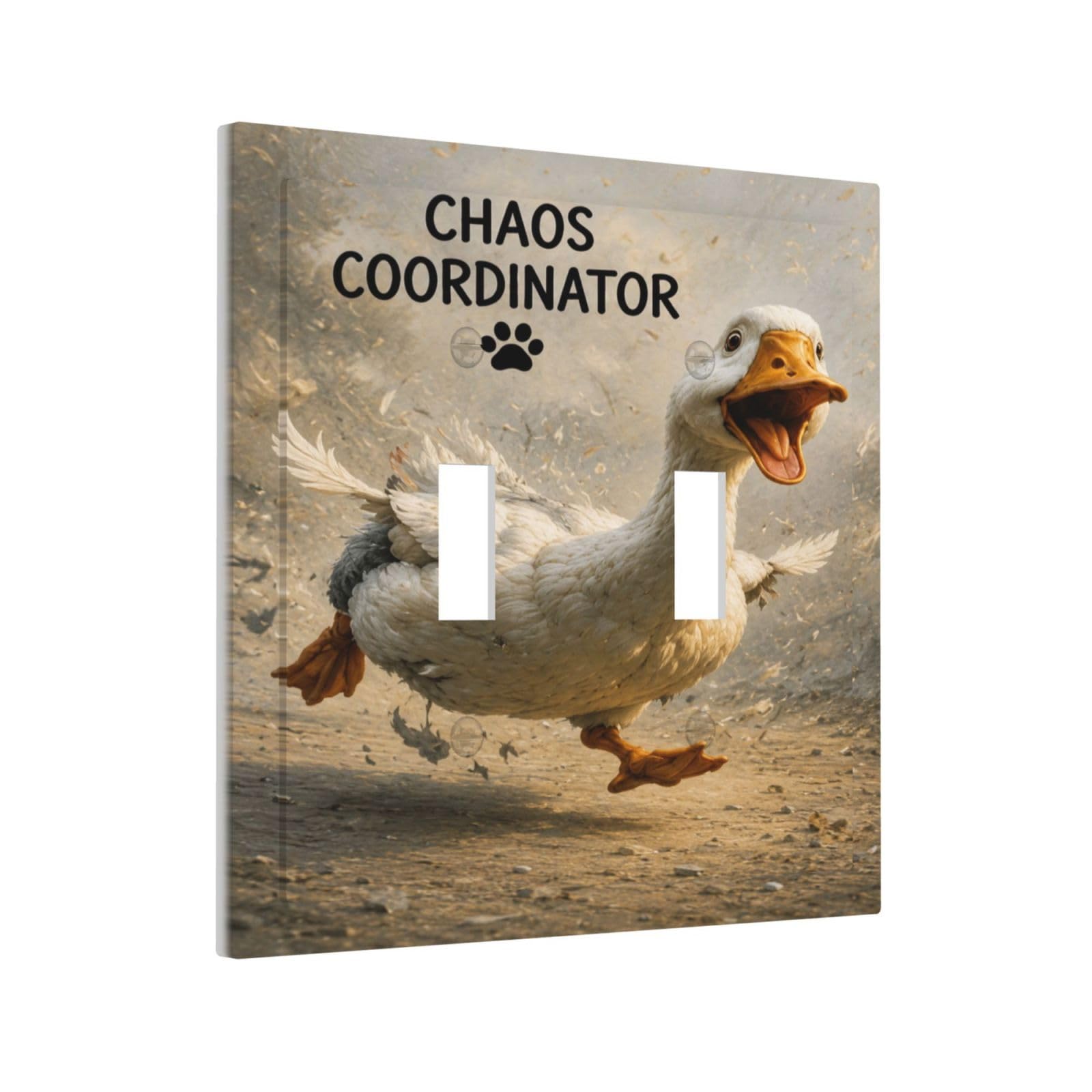Yamxbfa Funny Running White Duck Humorous Goose Decorative Light Switch Cover Plate 2 Gang Outlet Covers Double Toggle Wall Plates Switch Plate Covers Faceplate For Farmhouse Home Decor