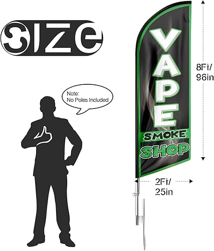 Miniatura 2 de Vape Smoke Shop - Bandera publicitaria de Swooper, bandera de plumas para tienda de humo de vape de 8 pies, letrero de pluma publicitaria para