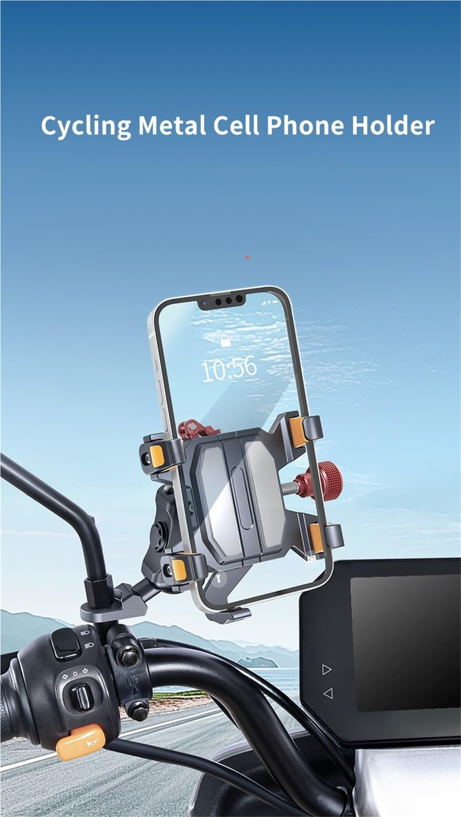 Soporte Universal para Teléfono Móvil para Motocicleta con Amortiguador, Soporte para Móvil Y Navegador para Moto.