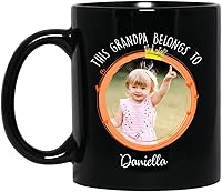 Vista 16 de Taza de cerámica negra personalizada con nombre y año para abuelo, regalo para el día del padre, taza de café Papa Bear Est 2023, regalo de nieto
