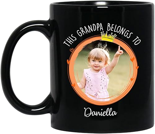 Miniatura 16 de Taza de cerámica negra personalizada con nombre y año para abuelo, regalo para el día del padre, taza de café Papa Bear Est 2023, regalo de nieto
