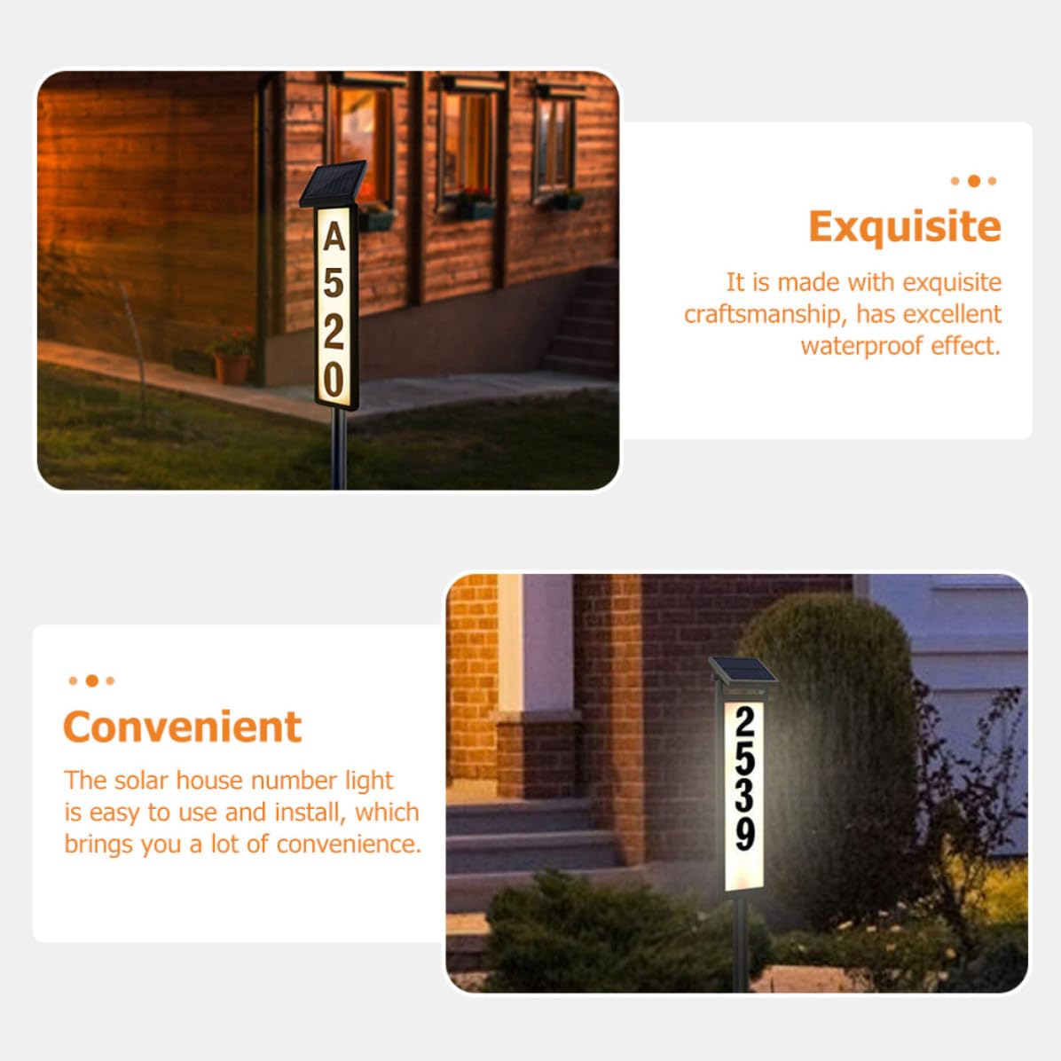 Luxshiny Luce Civico Solare, House Number Light, in Plastica Nera, per Esterni e Giardino, Illuminazione Outdoor e Visualizzazione Indirizzo