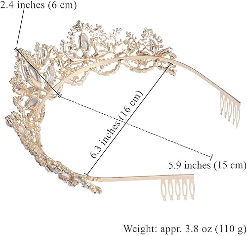 Miniatura 6 de Sppry Tiara para mujer  Corona de cristal AB barroca para novia, reina, princesa, niñas, en bodas, cumpleaños, concursos de belleza