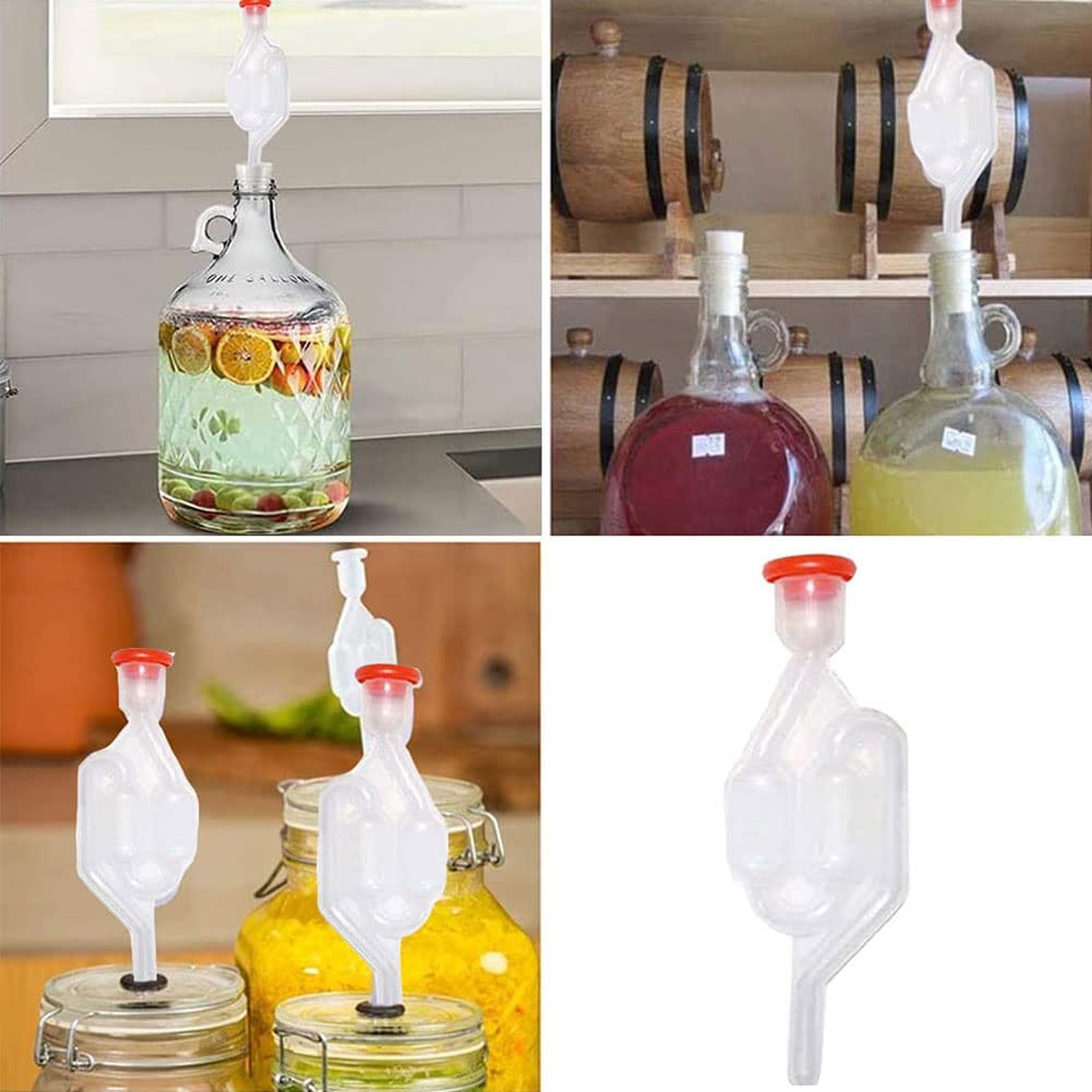 Kiuiom Tubes De Fermentation,Airlock Bubbler,Bonde De Fermentation,Fermentation Airlock 3PC Barboteur Fermentation pour Fabrication de Vin de Bière à Domicile Bubbler avec Couvercle