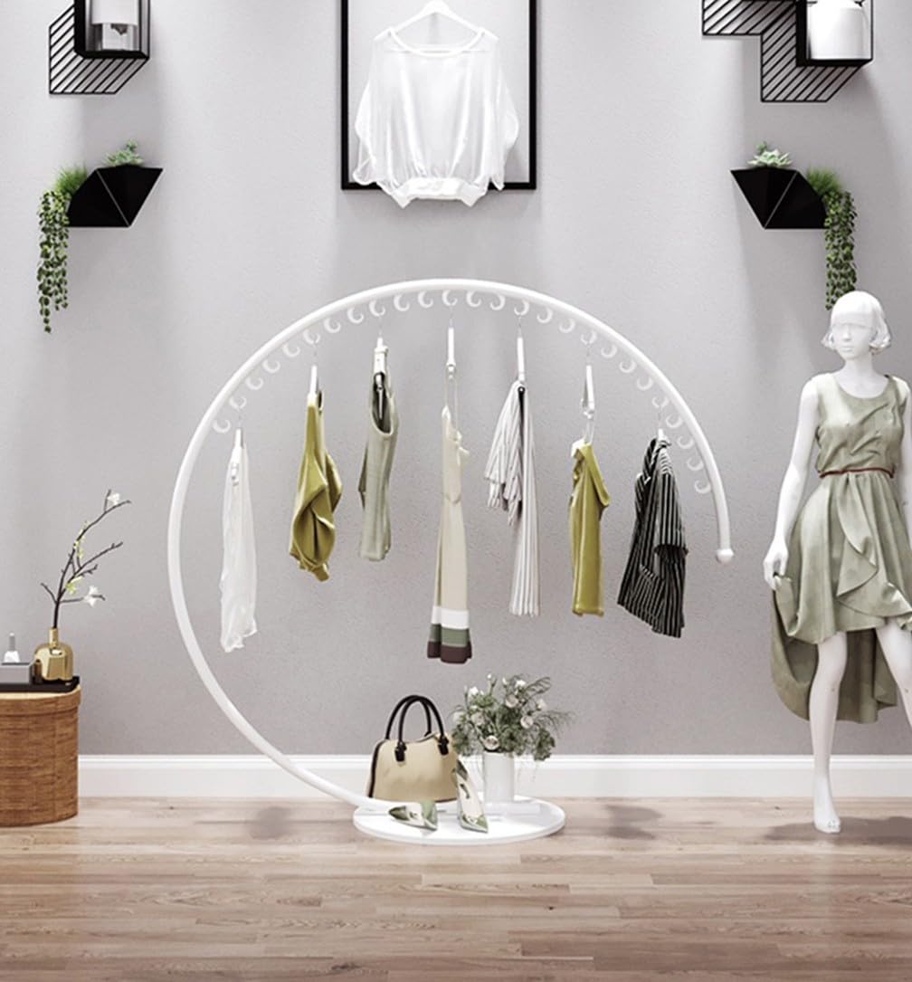 DETMOL Golden Clothes Rack – Robust clothes display rack for fashion stores, extremely durable clothes rack in gold, white and black, ideal for retail and boutiques