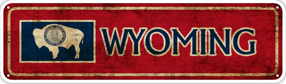 Wyoming State Flag Vintage Sign Wyomingites Gift Wall Décor Sign