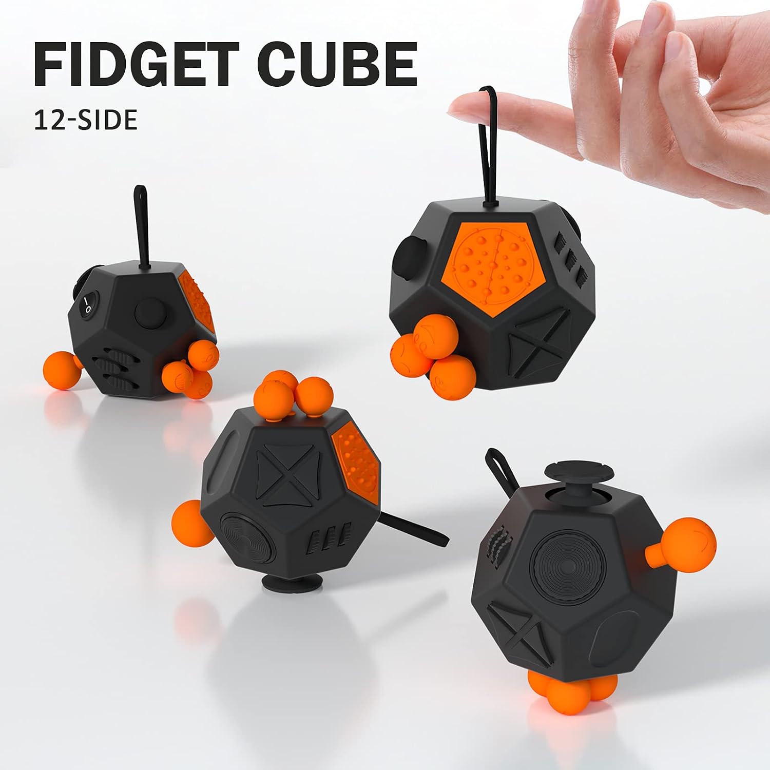 Fidget Dodecagon –12-Side Fidget Cube Relieves Stress and Anxiety Anti Depression Cube for Children and Adults with ADHD ADD OCD Autism (A1 Black)