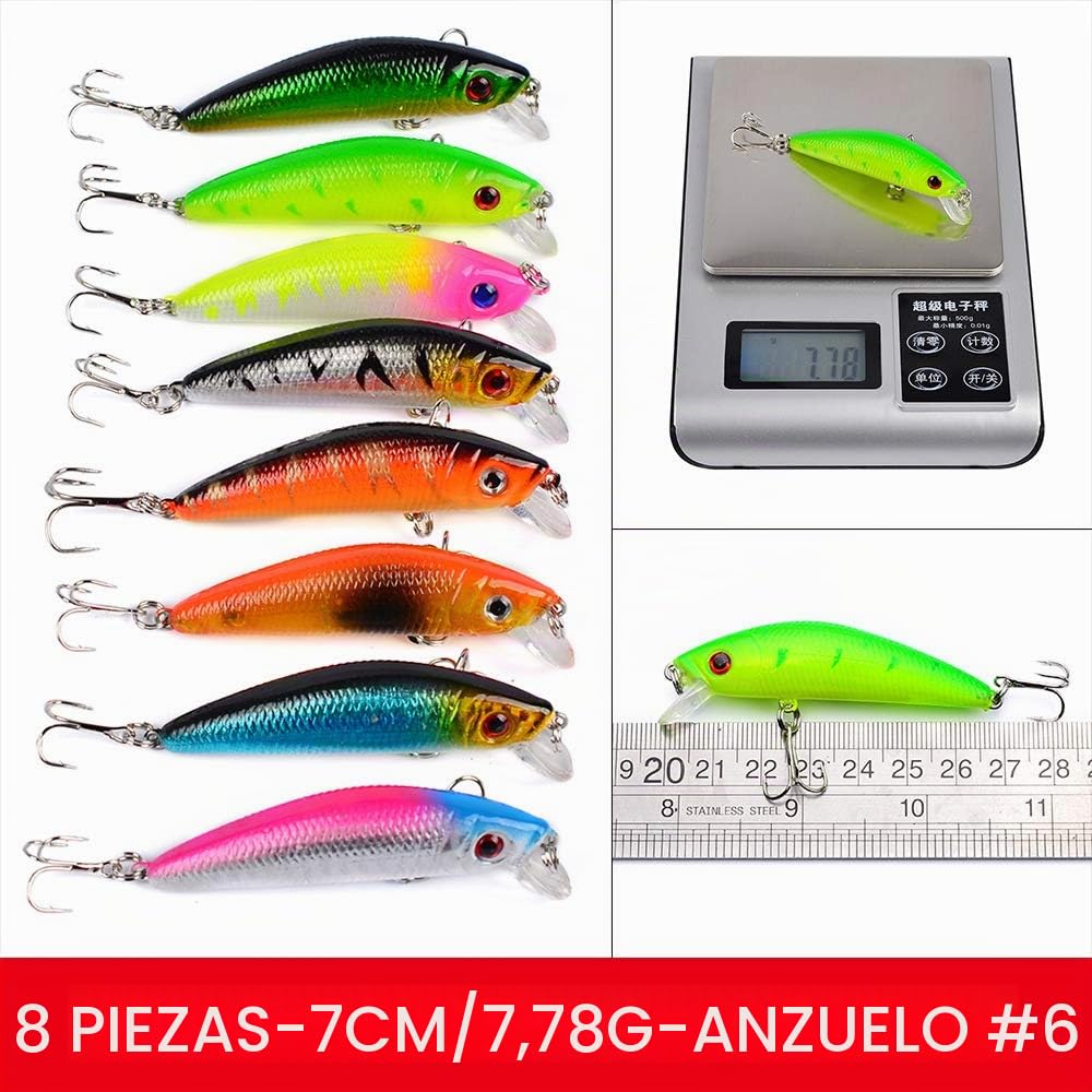 56PCS Señuelos de Pesca con Ganchos, Cebos Artificiales, Swimbait, Manivela, Cucharillas y Accesorios para la Pesca #6