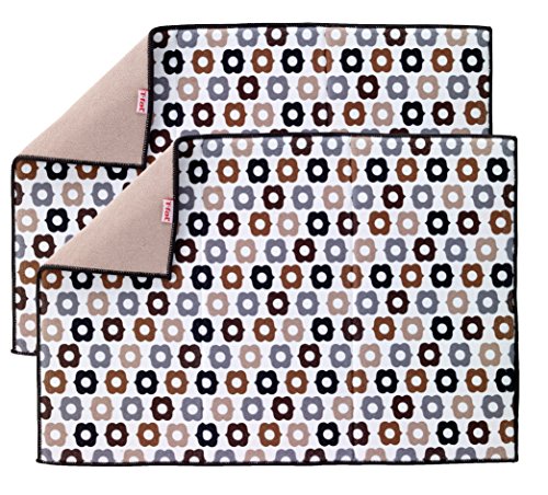 T-fal Textiles Reversible Print Fast Drying Mat, Set of 2, Bulb Neutral
