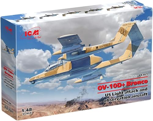 ICM Kit de modelo de plástico (48301) - Avión militar de plástico OV-10D+ Bronco, modelo de avión de ataque ligero y observación - Avión militar de