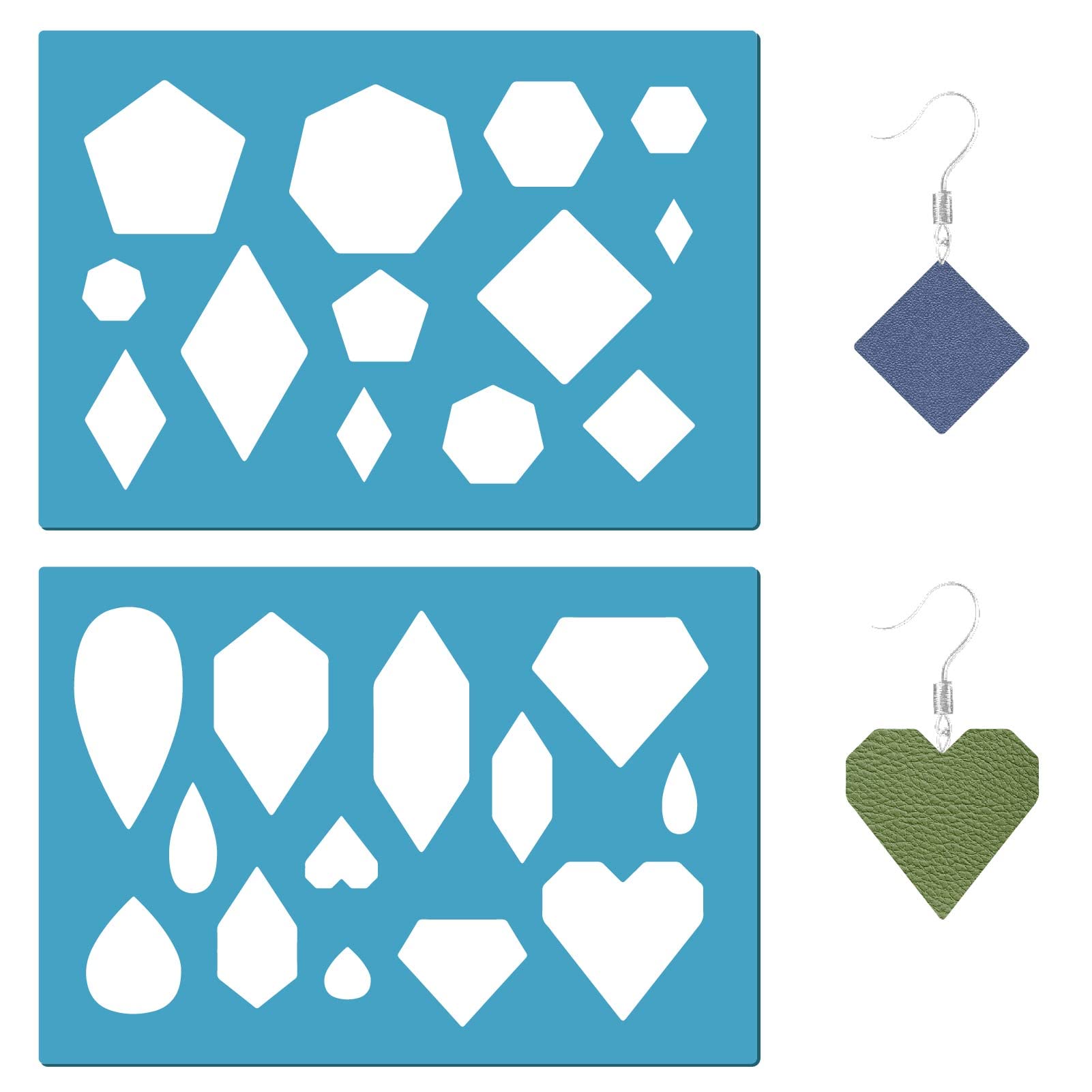 GORGECRAFT 2 Styles Reusable Earrings Making Teardrops Template Geometric Rhombus Leather Jewelry Templates Acrylic Lapidary Cutting Stencil for Necklace Making Jewelry DIY Crafts 5.12x3.54 Inch โ image 1