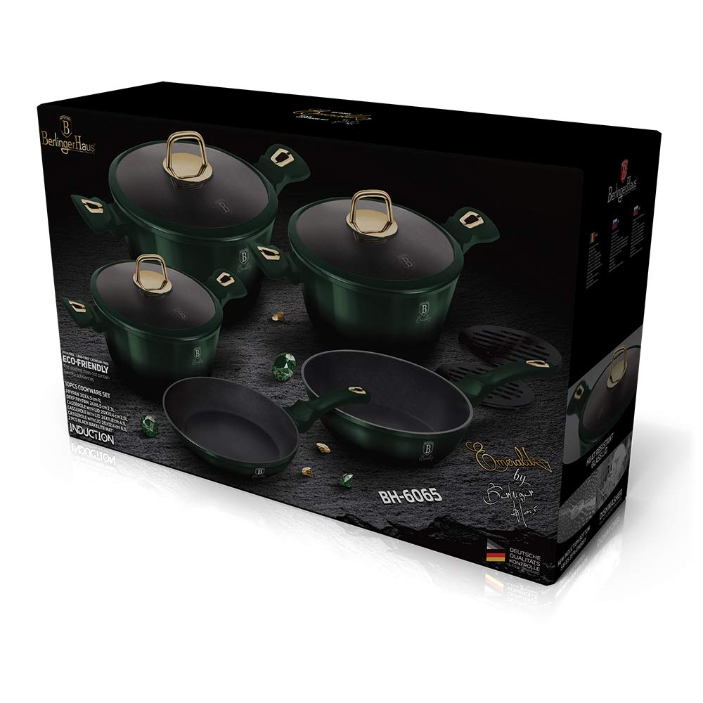 Berlinger Haus Emerald Collection 10 Stück Kochgeschirr Set, BH/6065 Emerald Edelstahl 18/8