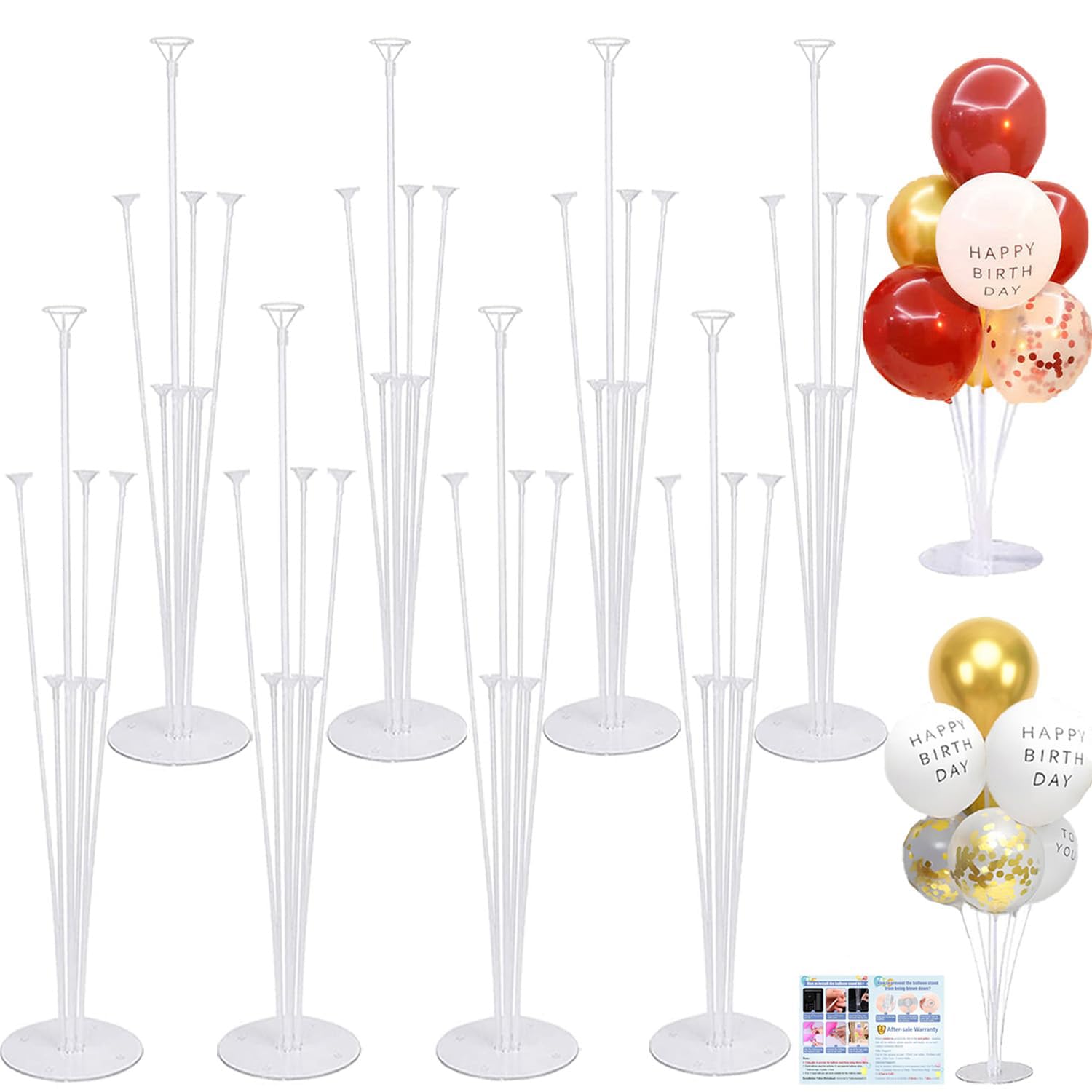 Fenxyo 8 Pack Balloon Stand Kit, Balloon Stands with Base for Table and Floor Party Decorations, Reusable Balloons Holder for Birthday Wedding Festival Anniversary Christmas Party Decoration Supplies