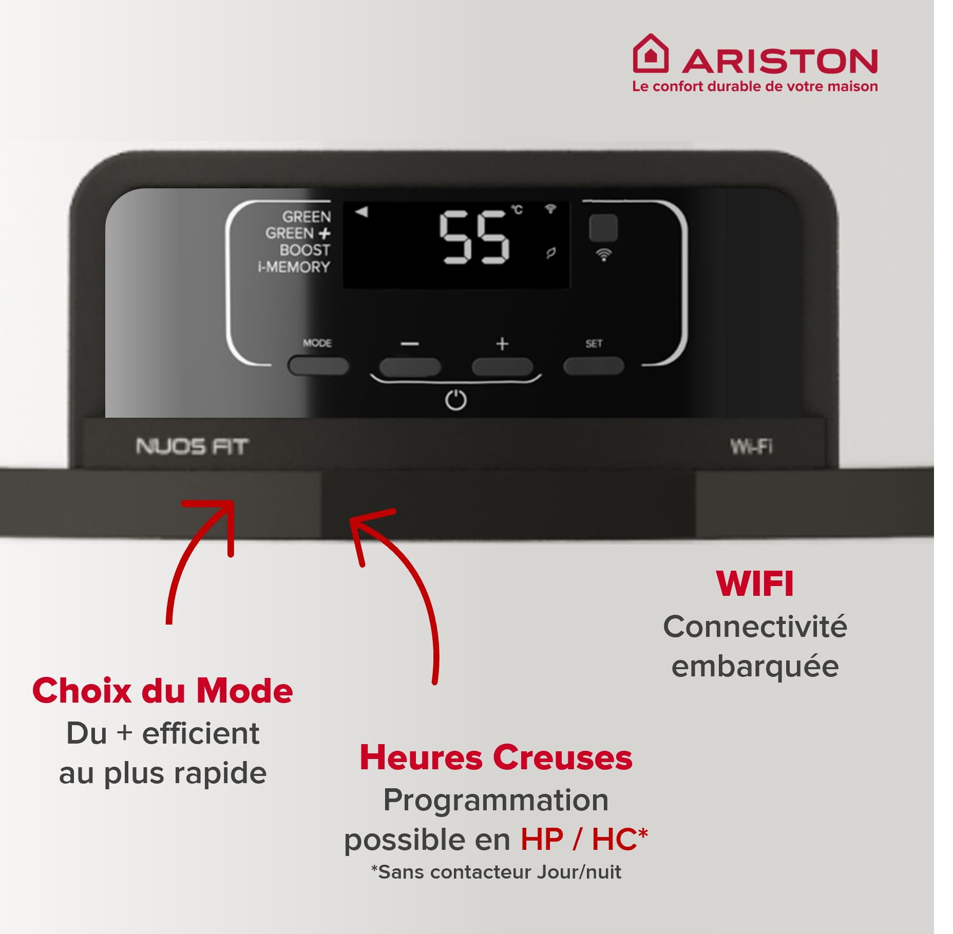 Ariston NUOS FIT WIFI 200L – Chauffe-eau Thermodynamique Air Ambiant A+, NF Perf 2**- Efficience Maximale Économies 80%, Propane R290, Compatible Photovoltaïque, Revêtement Cuve Titane, Made in France