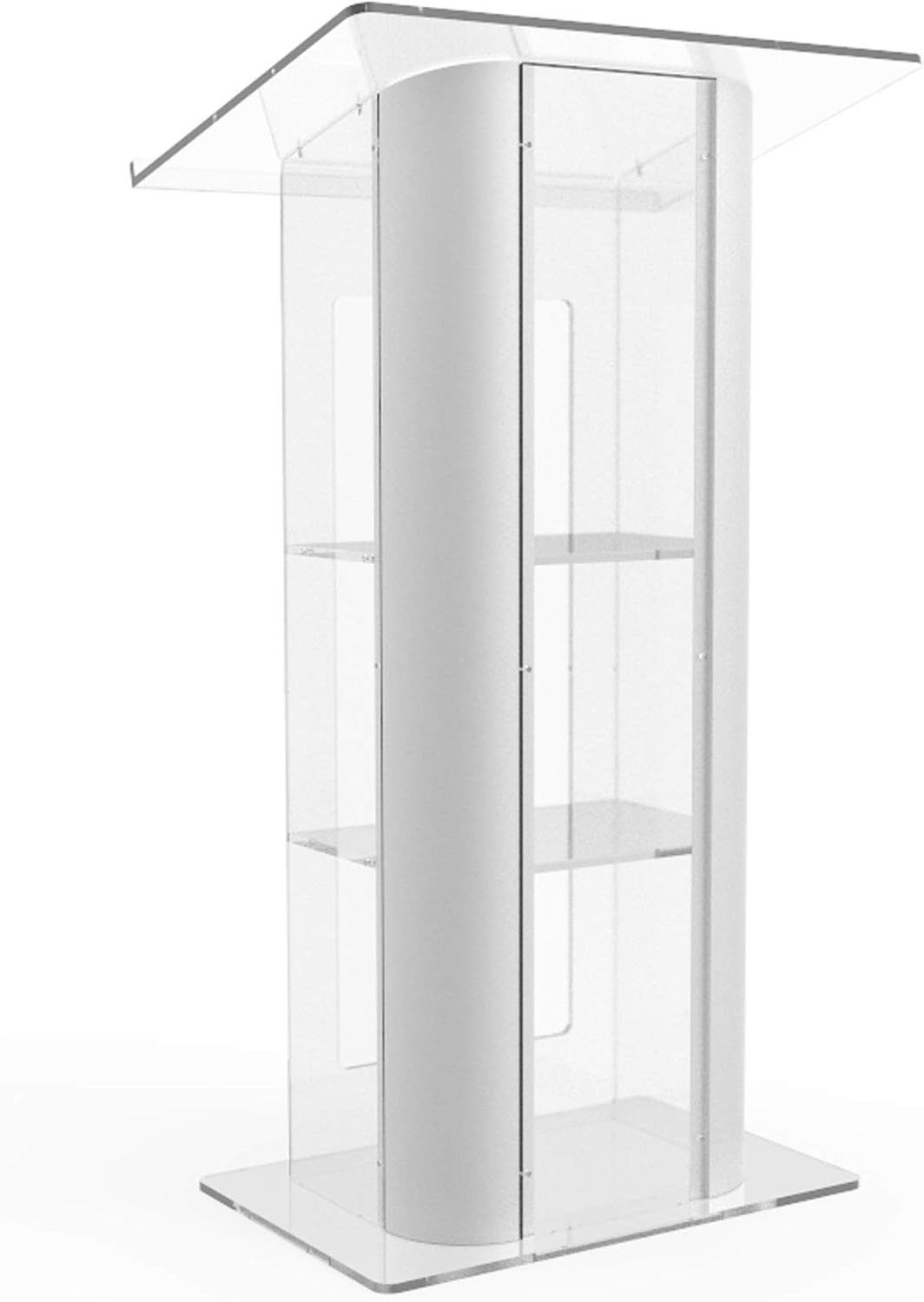 FixtureDisplays® Clear Acrylic Plexiglass Podium Curved