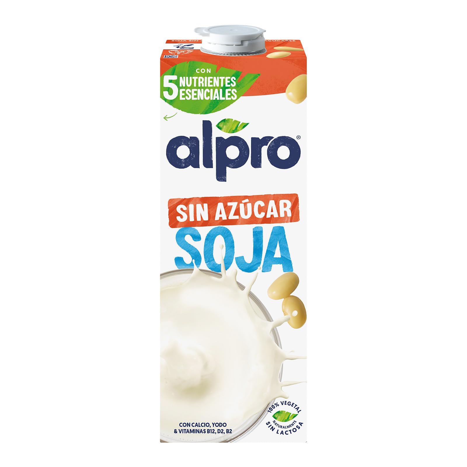 Alpro Napój sojowy, bez cukru, naturalny napój roślinny, wegański, 8 x 1 l