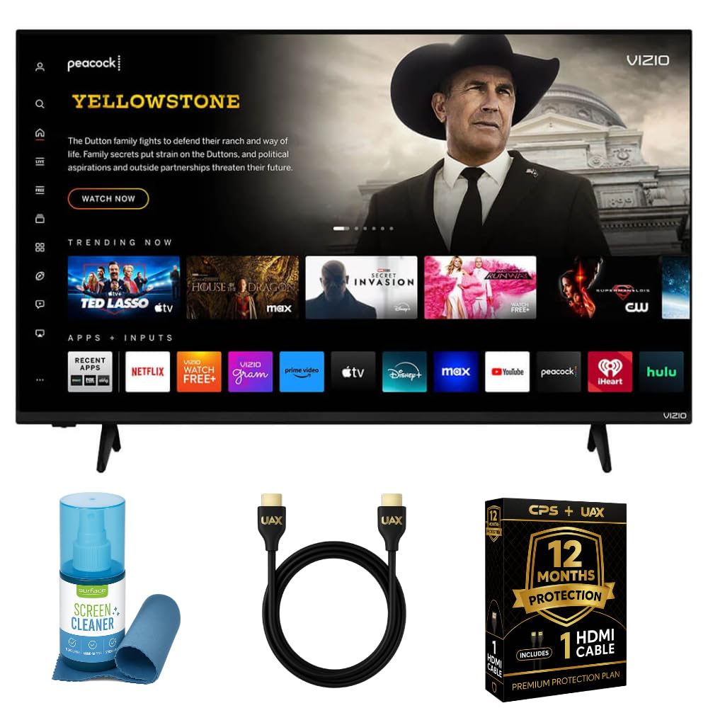 VIZIO 43-Inch Quantum 4K QLED Smart TV Bundle – 120fps Gaming, Dolby Vision HDR10+, HDMI VRR, Bluetooth, Alexa Compatible, w/AUX HDMI Cable, 12-Month CPS Protection, Screen Cleaner w/Microfiber