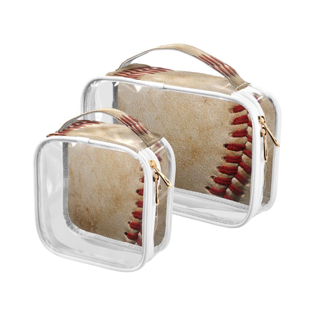 ALAZA Baseball Dirty Sport 2 Pcs Storage Bags Zippered Organizers Cosmetics Travel Case Toiletry Bag Transparent Tote Bags