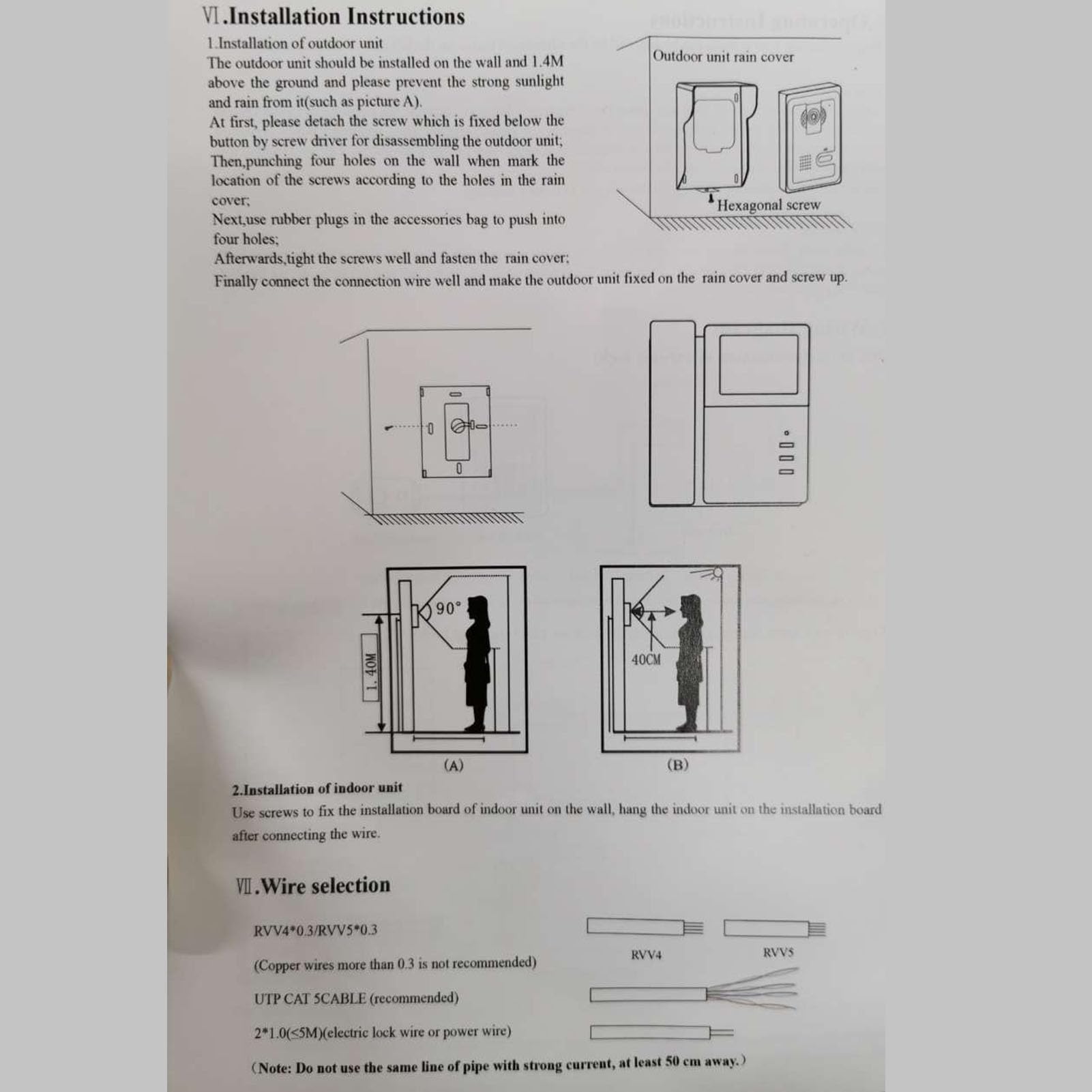 de Videoportero con Timbre de Alta Eficiencia, Teléfono con Cable, Antiinterferencias, Visión Nocturna Ajustable, LCD Digital en Color de 4,3 Pulgadas, Intercomunicador (Enchufe