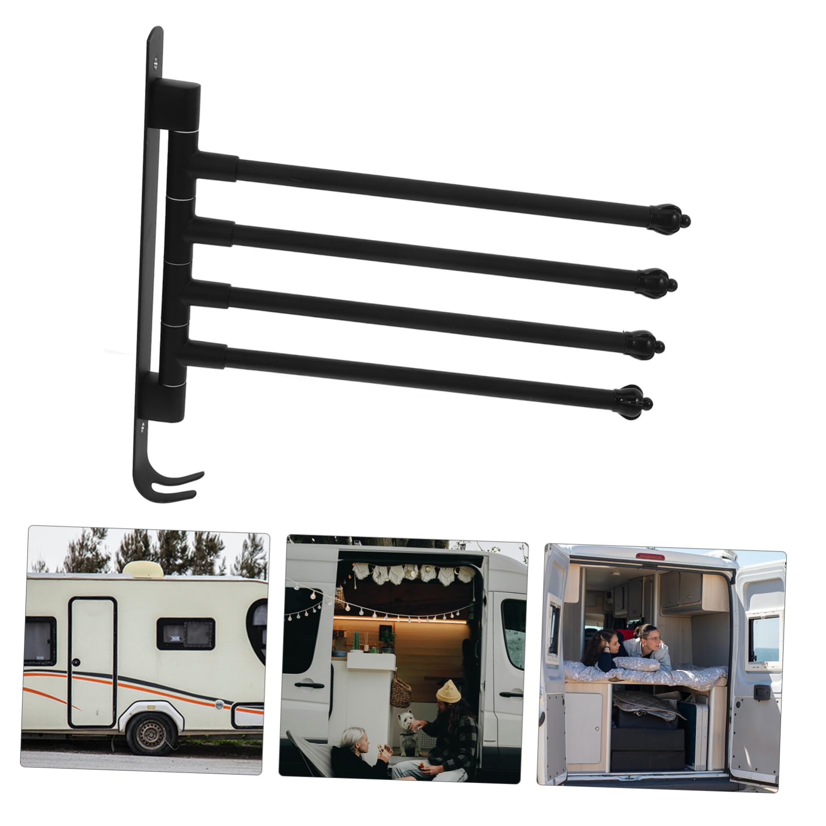 Alipis Wäscheständer Schwarz für Wohnmobil aus Aluminiumlegierung | Hängende Aufbewahrung für Kleidung und Taschen, Starke Stütze für Rv Innenraum, Schlichtes Design
