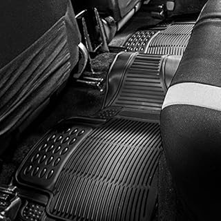 FH Group Lot de 3 tapis de sol automobile Climaproof noirs solides pour protection contre les intempéries, ajustement universel, découpable, très résistant, s'adapte à la plupart des voitures, SUV et