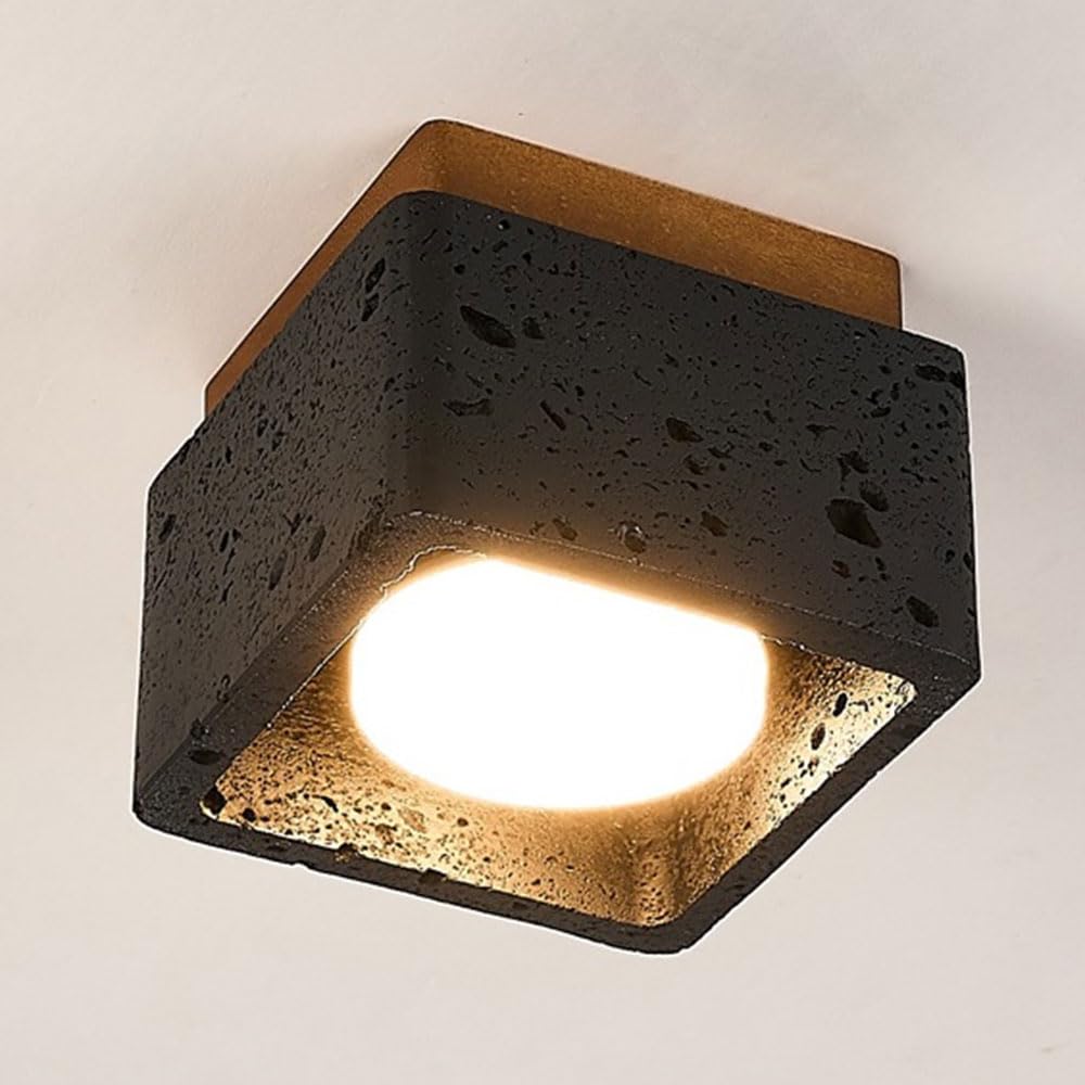 Lámpara De Techo Retro Para Pasillo, Lámpara De Techo Para Vestidor, Iluminación De Techo De Travertino Negro De Diseño Para Recibidor, Luces De Superficie Para Balcón, Para Isla Y Dormitorio