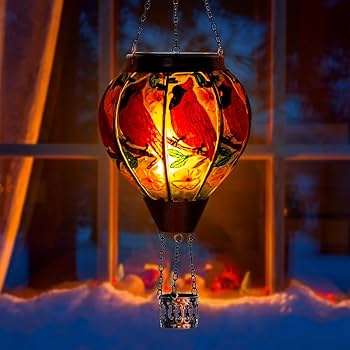 Regal Art & Gift Hot Air Balloon Solar Lantern U2013 Hanging Solar-Powered LED Lights, Waterproof Portable Decorative Outdoor Lamp Made Of Metal & Glass For Garden, Patios & Pathway U2013 Purple