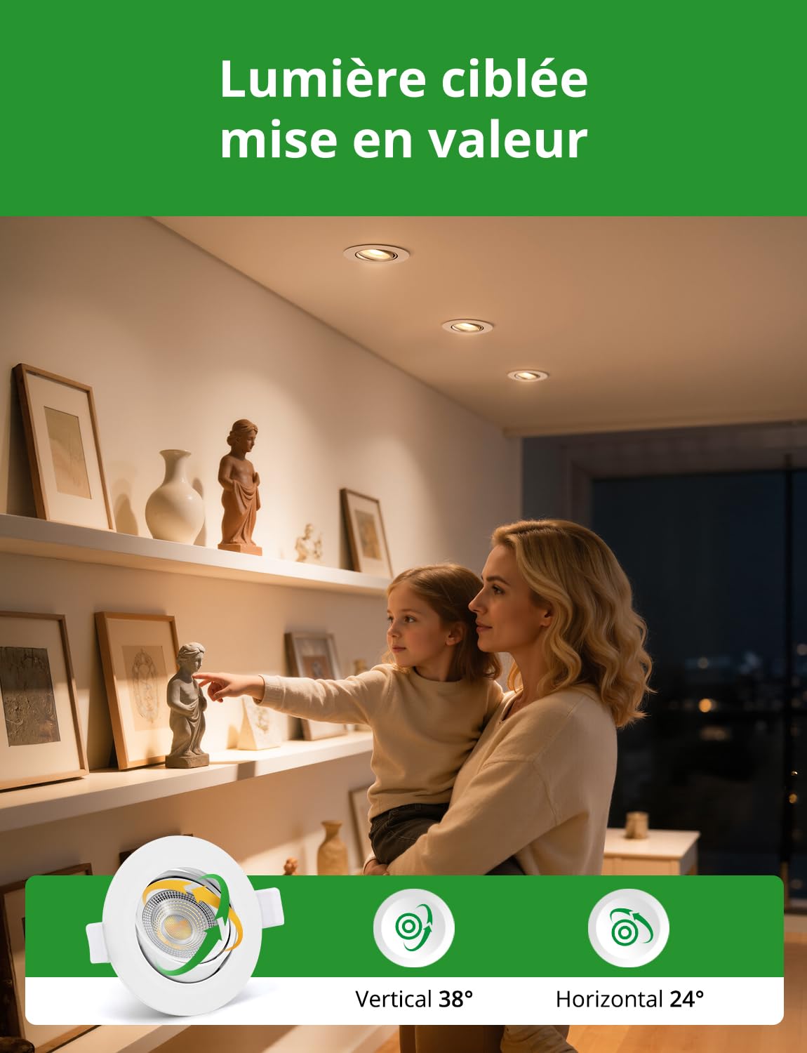 HOMEOW Spot LED Encastrable 230V IP65 Salle de Bain Trou 68mm - 80mm