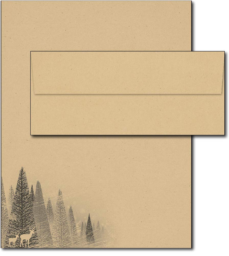 Winter Forest Kraft - Juego de papel con membretes y sobres (40 unidades)