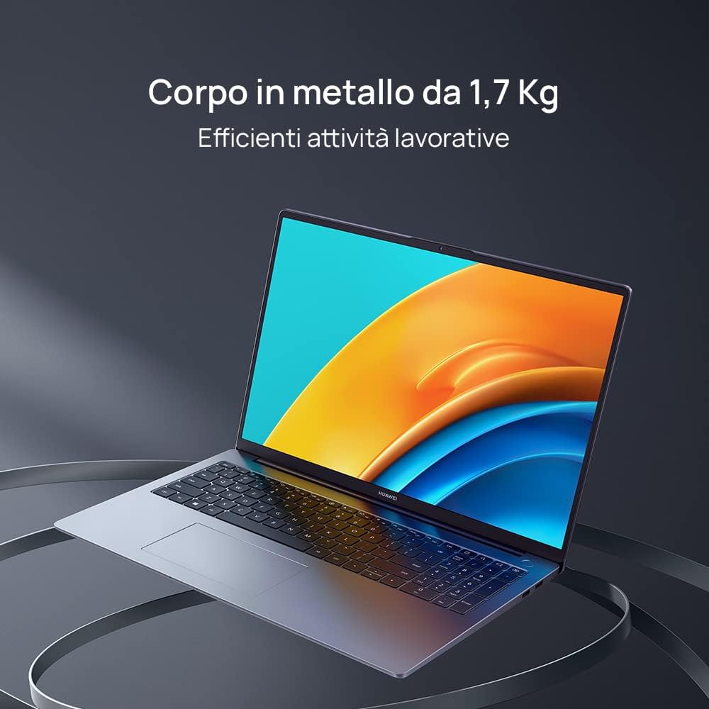 HUAWEI Matebook D16 Laptop, Eye Comfort FullView Display Notebook PC Portatile da 16 pollici, Intel Core i7-12700H, 16 GB RAM+512 GB SSD, Windows 11, Space Gray, estensione garanzia di 6 mesi
