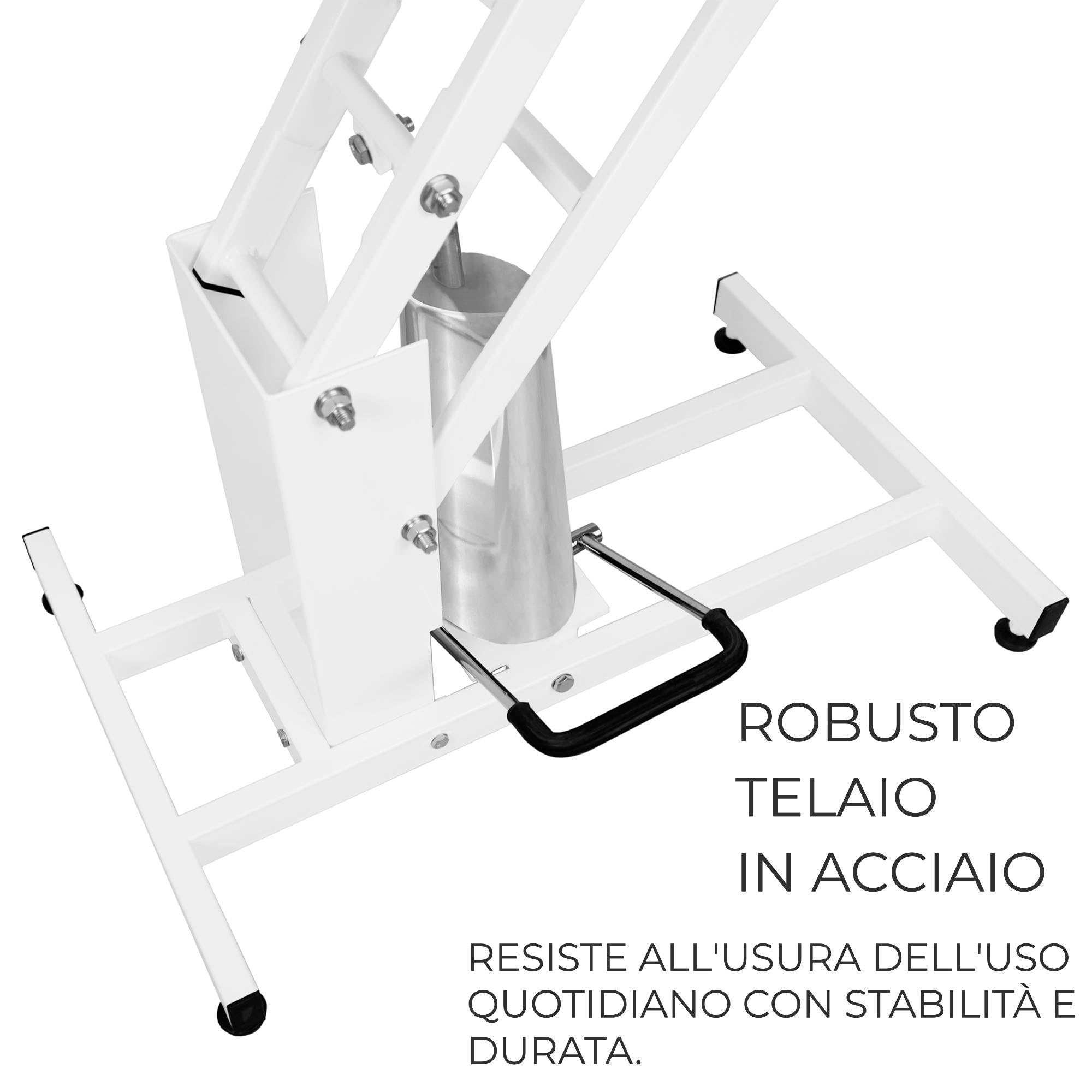 Tavolo Toelettatura Professionale Idraulico - Altezza Regolabile 55-101 cm Capacità 180 kg Piano in Gomma Rosa Antiscivolo Struttura in Acciaio Bianco 4 Piedini Livellanti 3 Guinzagli di Sicurezza