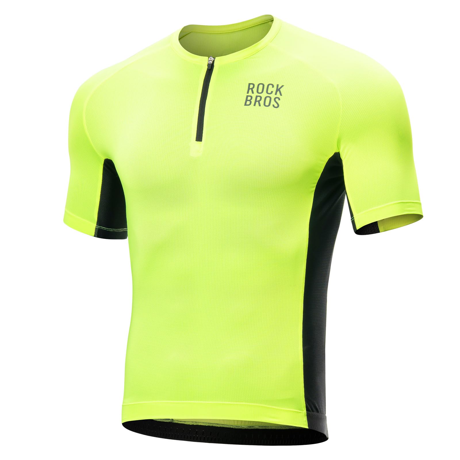ROCKBROS Maillot Ciclismo Verano de Manga Corta para Hombre, Camiseta de Ciclismo con 3 Bolsillos Ligero Transpirable Secado Rápido para MTB Bicicleta de Carretera, Amarillo