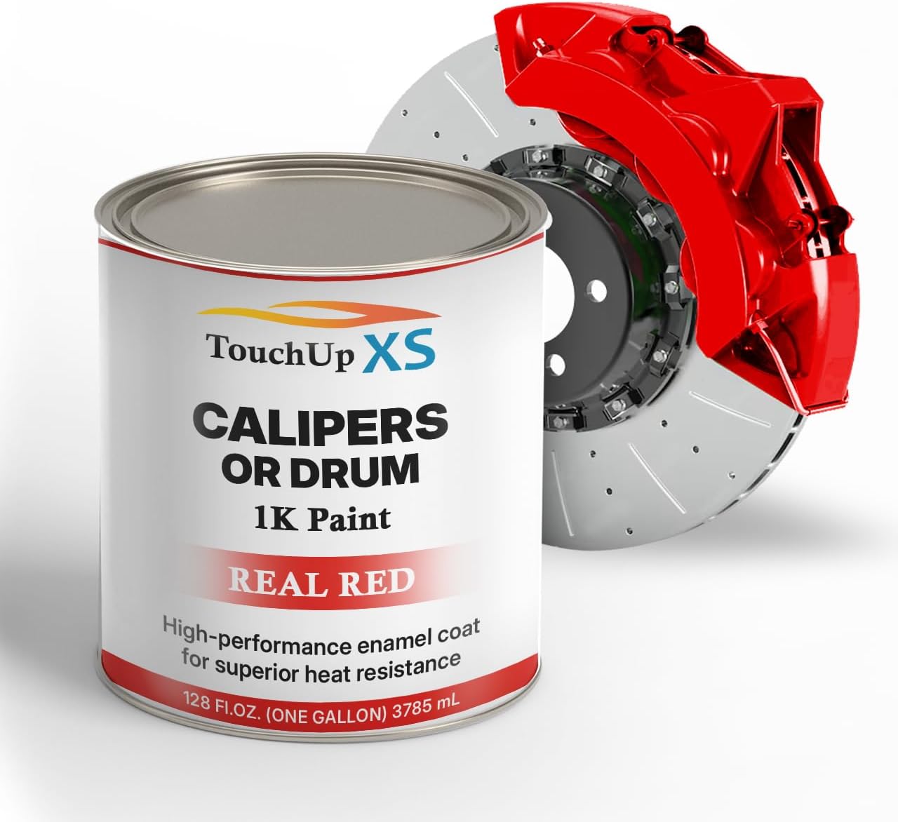 TouchupXS-High Temp Brake Calipers/Drums Enamel Coat 1K Real Red-Gallon