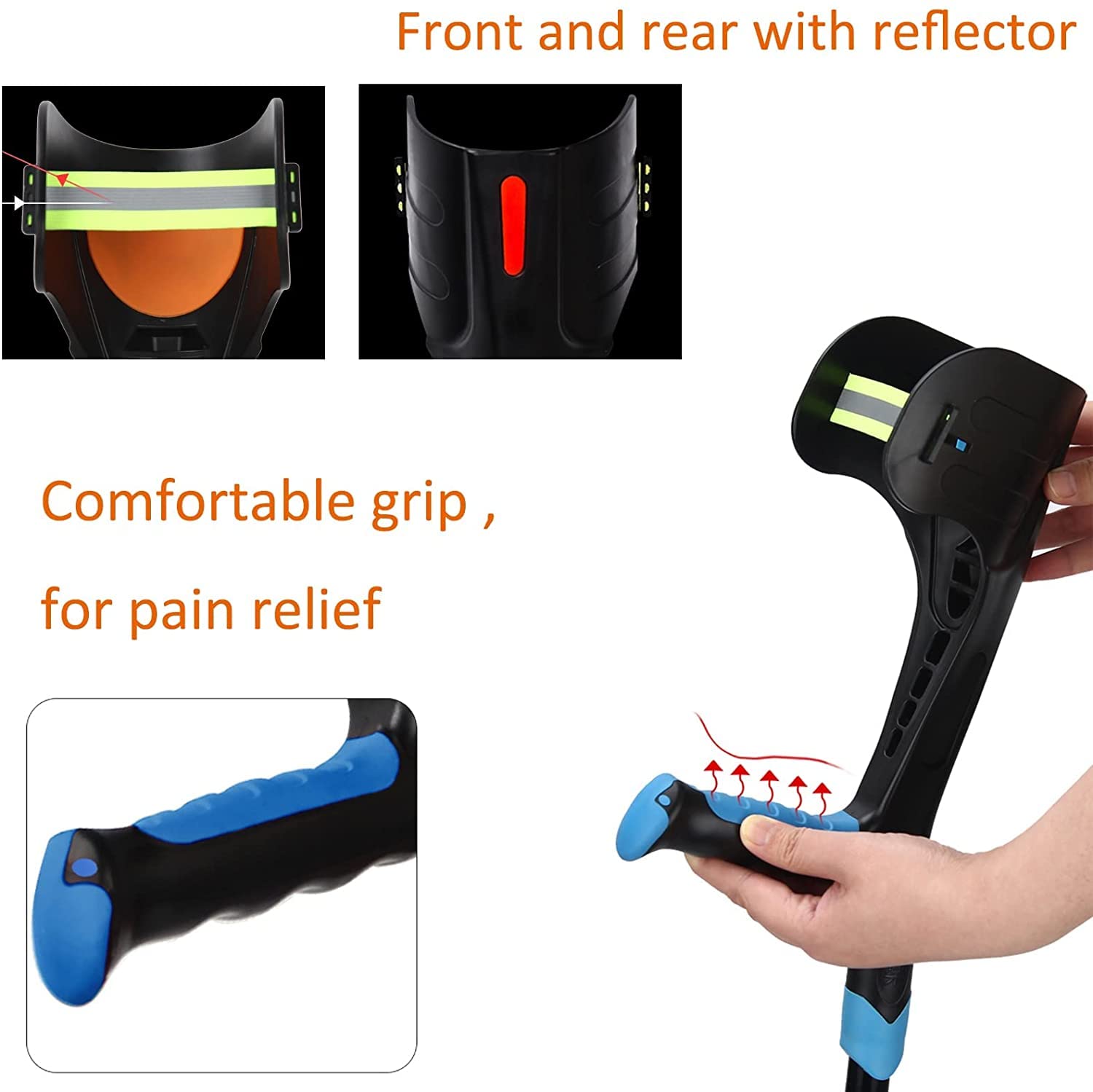 LIOONS Muletas Codo Muletas Plegables 4 Colores Muletas Ajustables con Reflector para Niños, Bastones Adolescentes Muletas Antebrazo