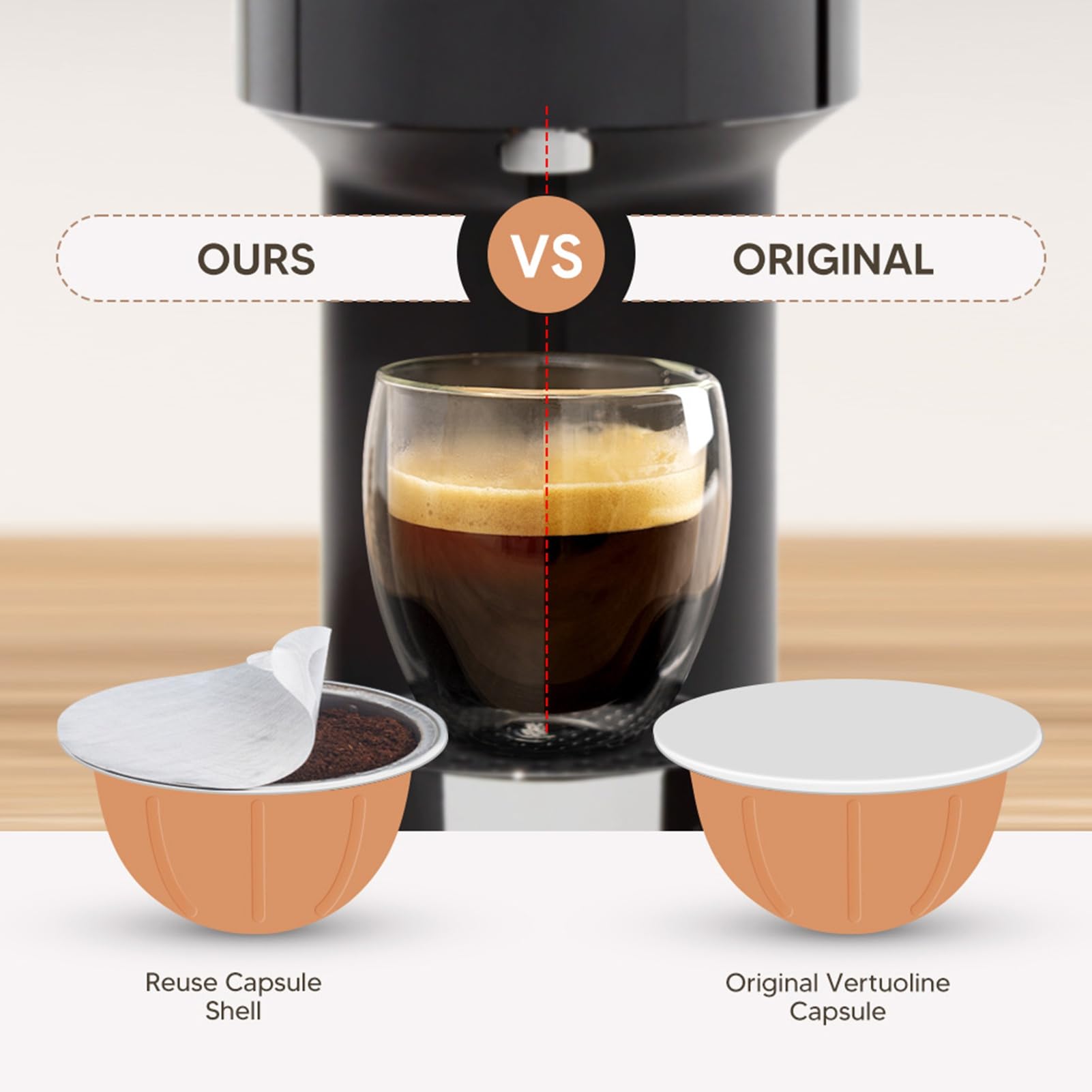 Dispositivo de llenado de cápsulas de café para cápsulas de café Nespresso Vertuo, kit de llenado de cápsulas, tapa fácil de quitar, cápsulas Nespresso Vertuo, prensa, recargable, soporte