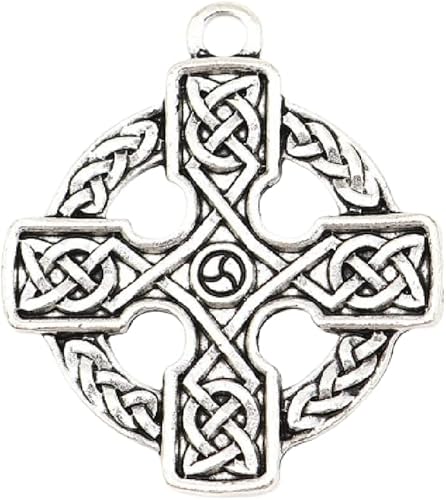 PEPPERLONELY 10 piezas de aleación de plata envejecida redonda nudo celta cruz encantos colgantes 1.299x1.142 in