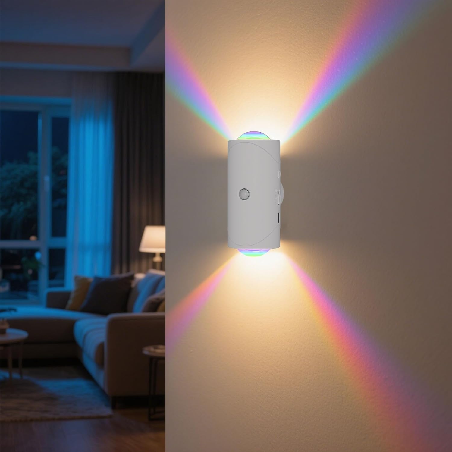 NYRWANA Motion Sensor Night Light RGB | Rechargeable Stick-On LED Wall Lamp with Auto/On/Off | Magnetic Cupboard & Hallway Night Light