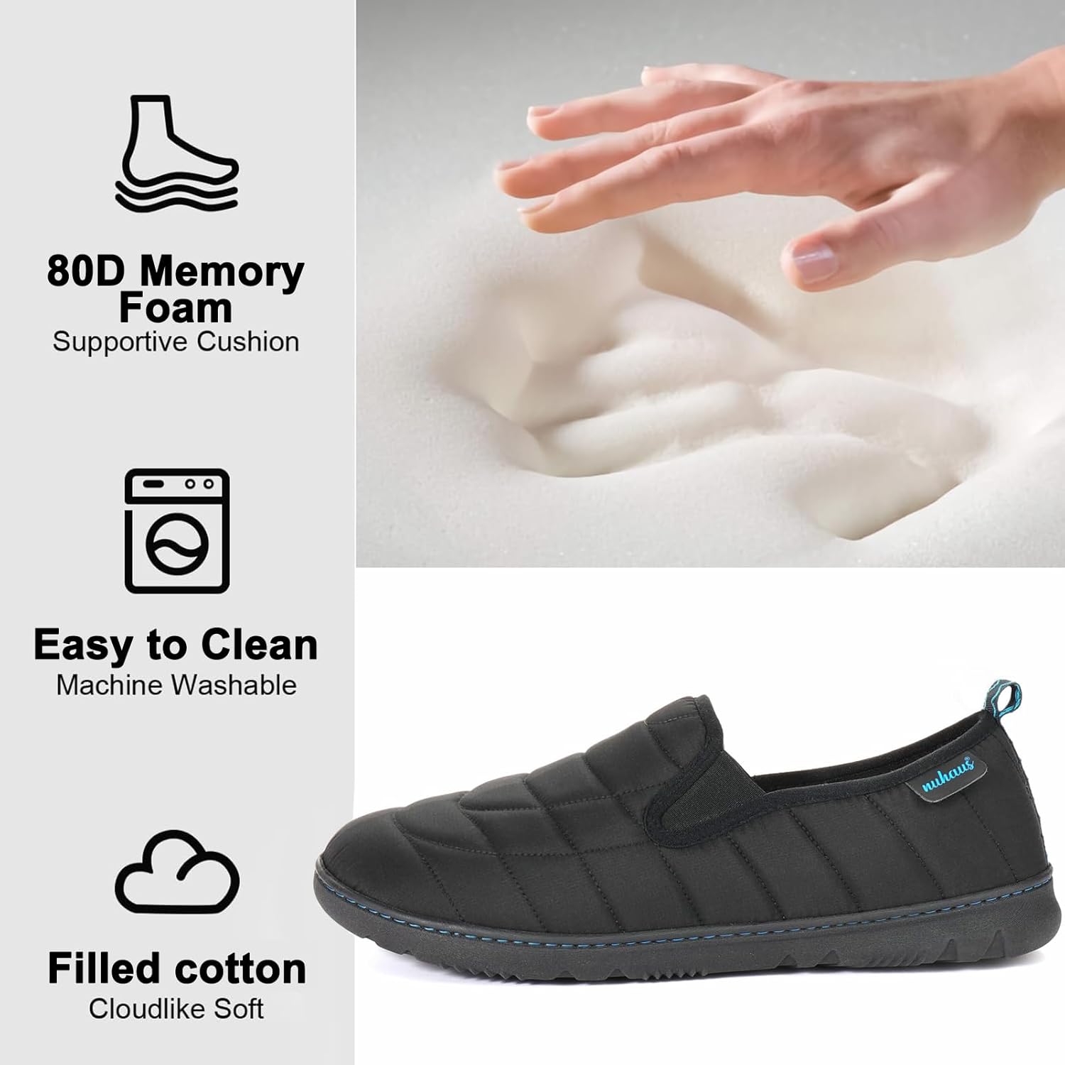 Mens Slippers Outdoor Memory Foam Slip On Indoor House Shoes Loafers - Image 4