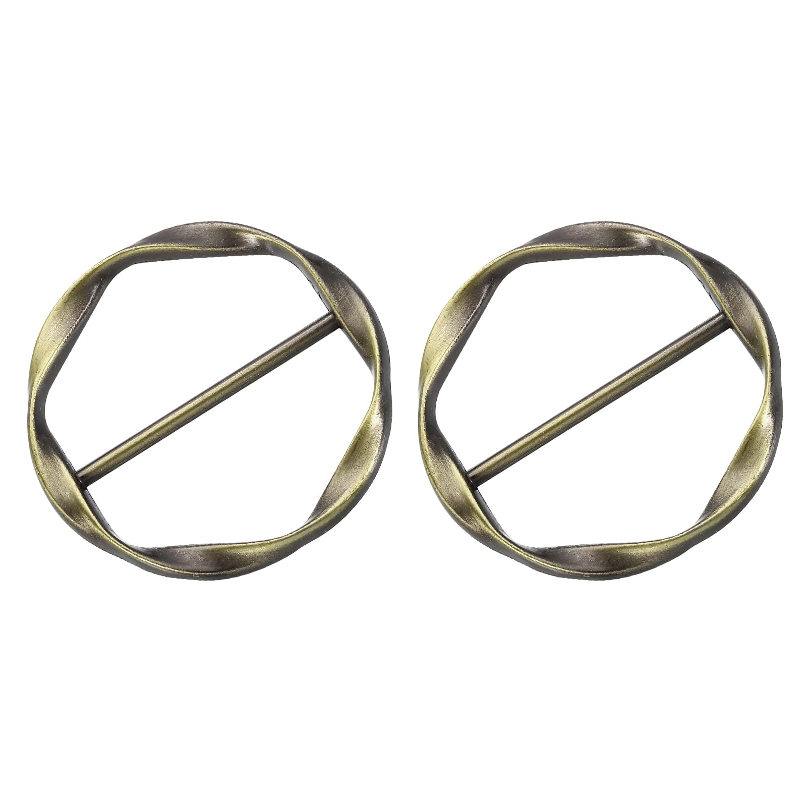 sourcing map 2 Pcs T-shirt Clips, 34mm(1-5/16") Round Metal Silk Scarf Ring Clip, Clothes Knotting Buckle Ring Wrap Holder for Women Scarf, Loose T-shirt, Bronze