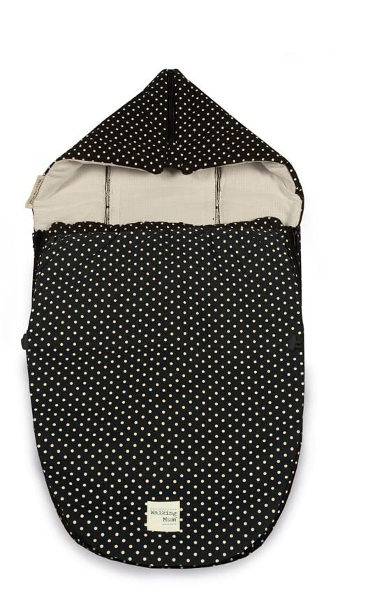 Walking Mum Chancelière Groupo 0 Emily mi-saison Housse rembourrée pour bébé, utilisation universelle et compatible avec la majorité des porte-bébé, couleur noire, dimensions 40 x 80 cm.
