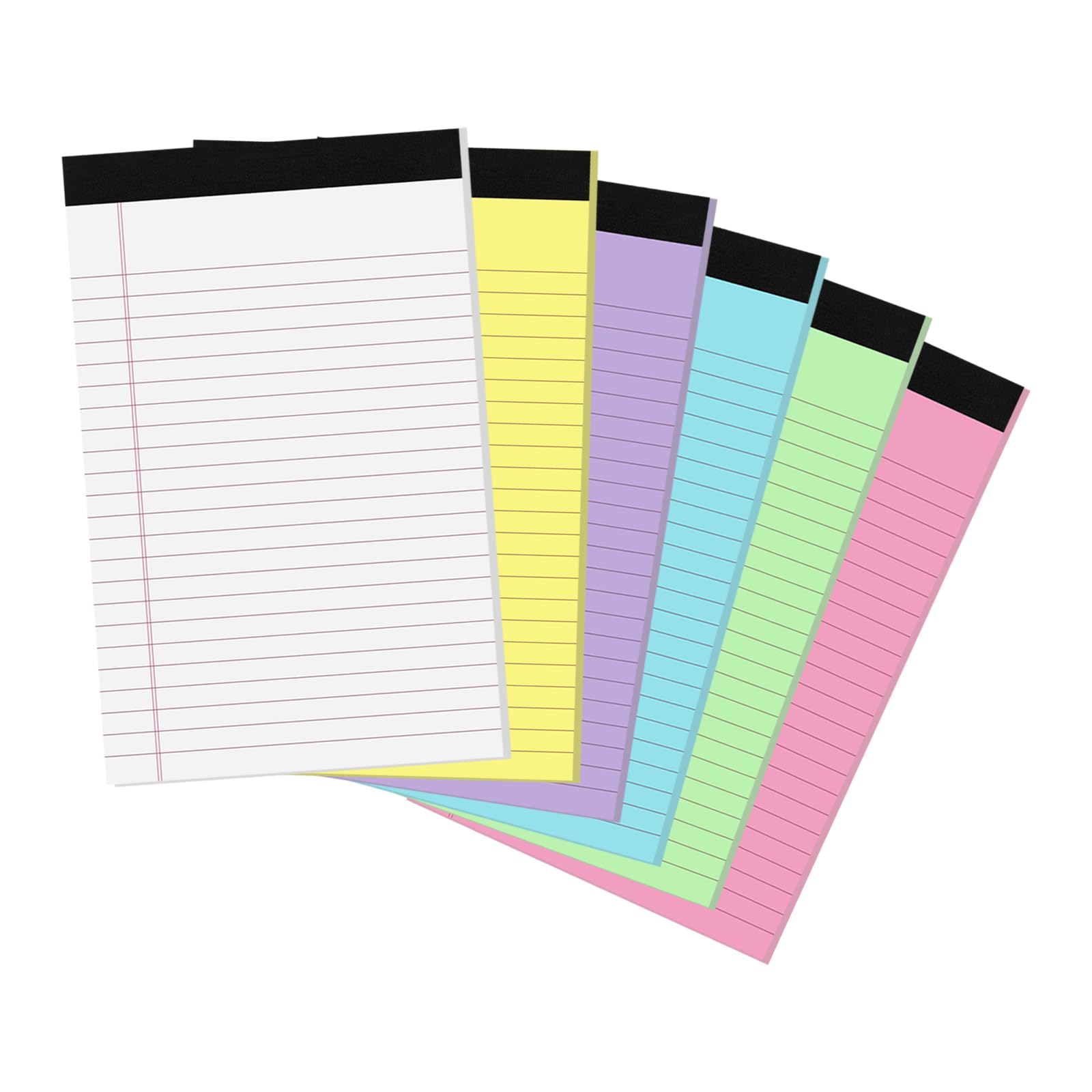 Thboxes 6 Packs Legal Pads 5x8, Totally 180 Sheets Colored Legal Pads 5x8 College Ruled Writing Pads Small Note Pads 30 Sheets/Pad Tablets Lined