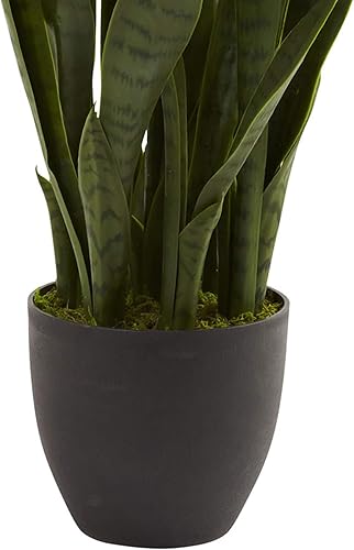 Miniatura 4 de Nearly Natural, Green 4855 35 pulgadas. Sansevieria con maceta negra