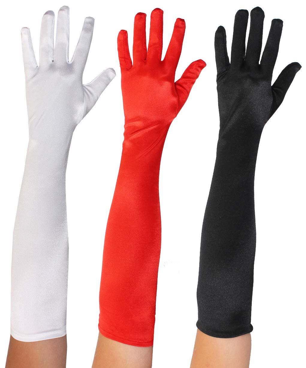 Adults 50cm Satin Gloves Fancy Dress Accessory - Flapper 1920s Ladies Long Red Gloves