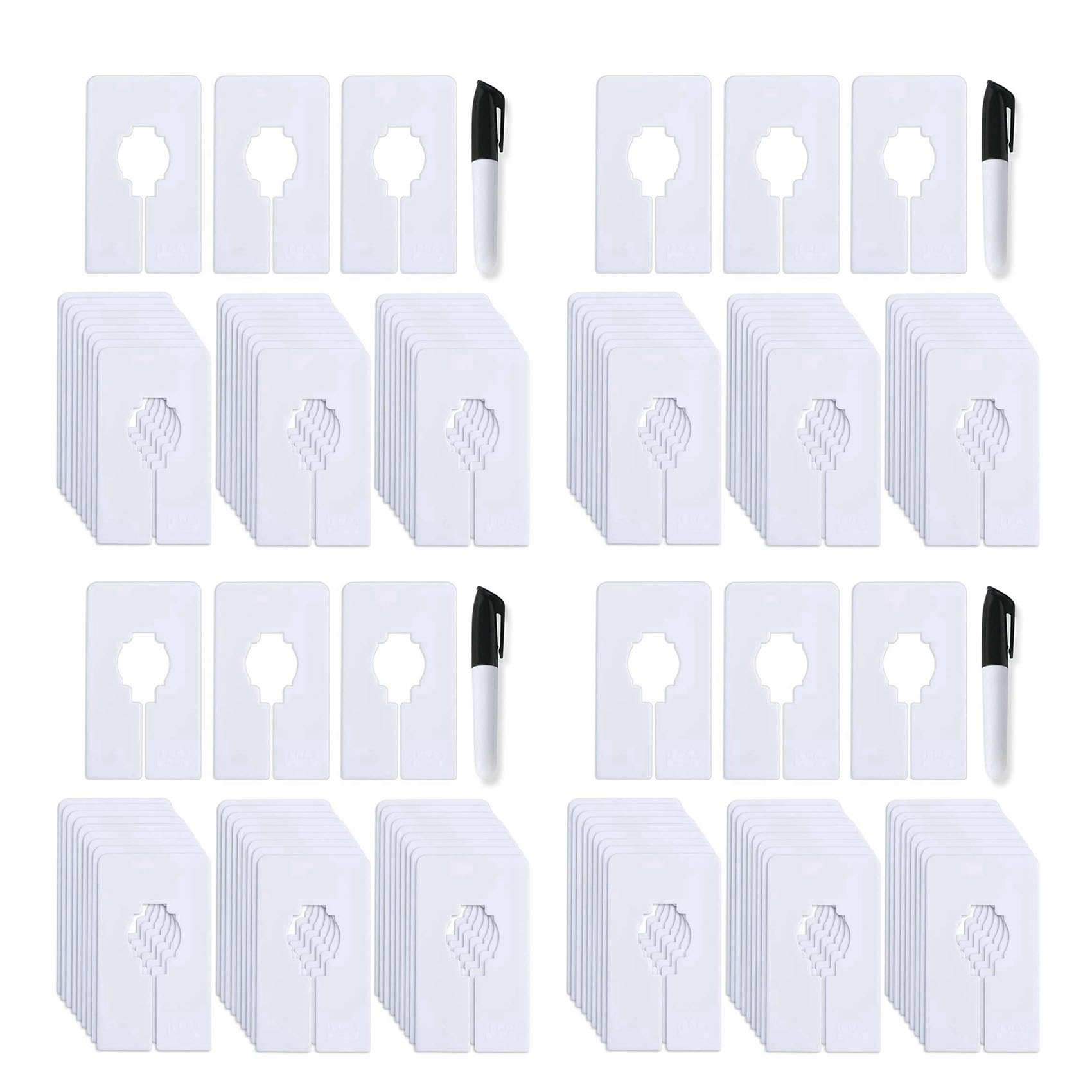 Hndhbfgrt 120 Closet Dividers for Hanging Clothes- Rectangle Clothing Size Dividers,White Closet Divider Set with Marker