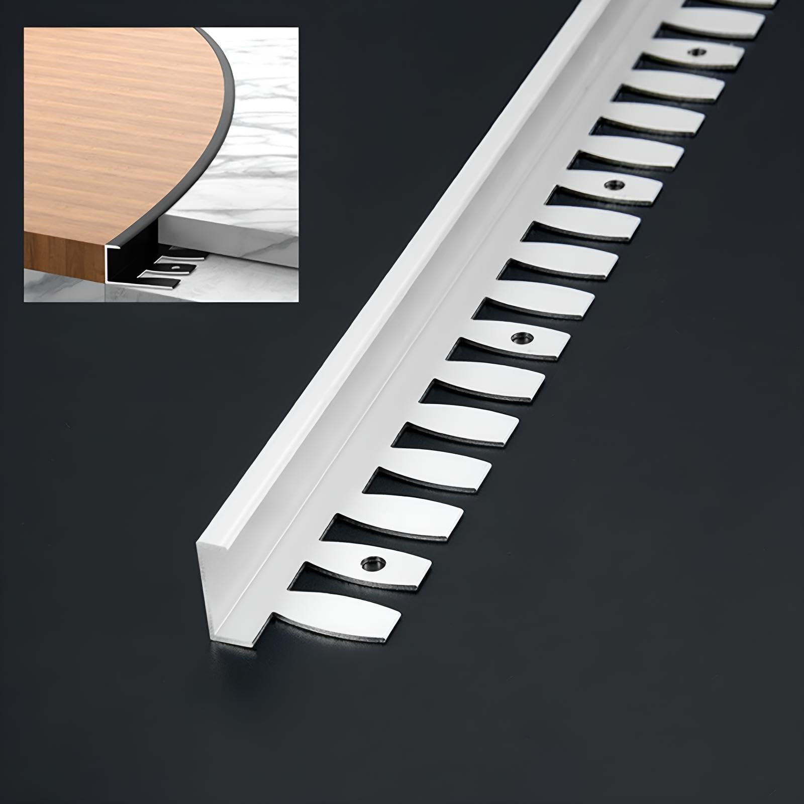 Perfil De Transición Flexible para Baldosas Lisas 90 Cm* 3 Piezas Tira Final para Protección De Bordes De Baldosas De Piso Y Pared(White,High:5.5mm)