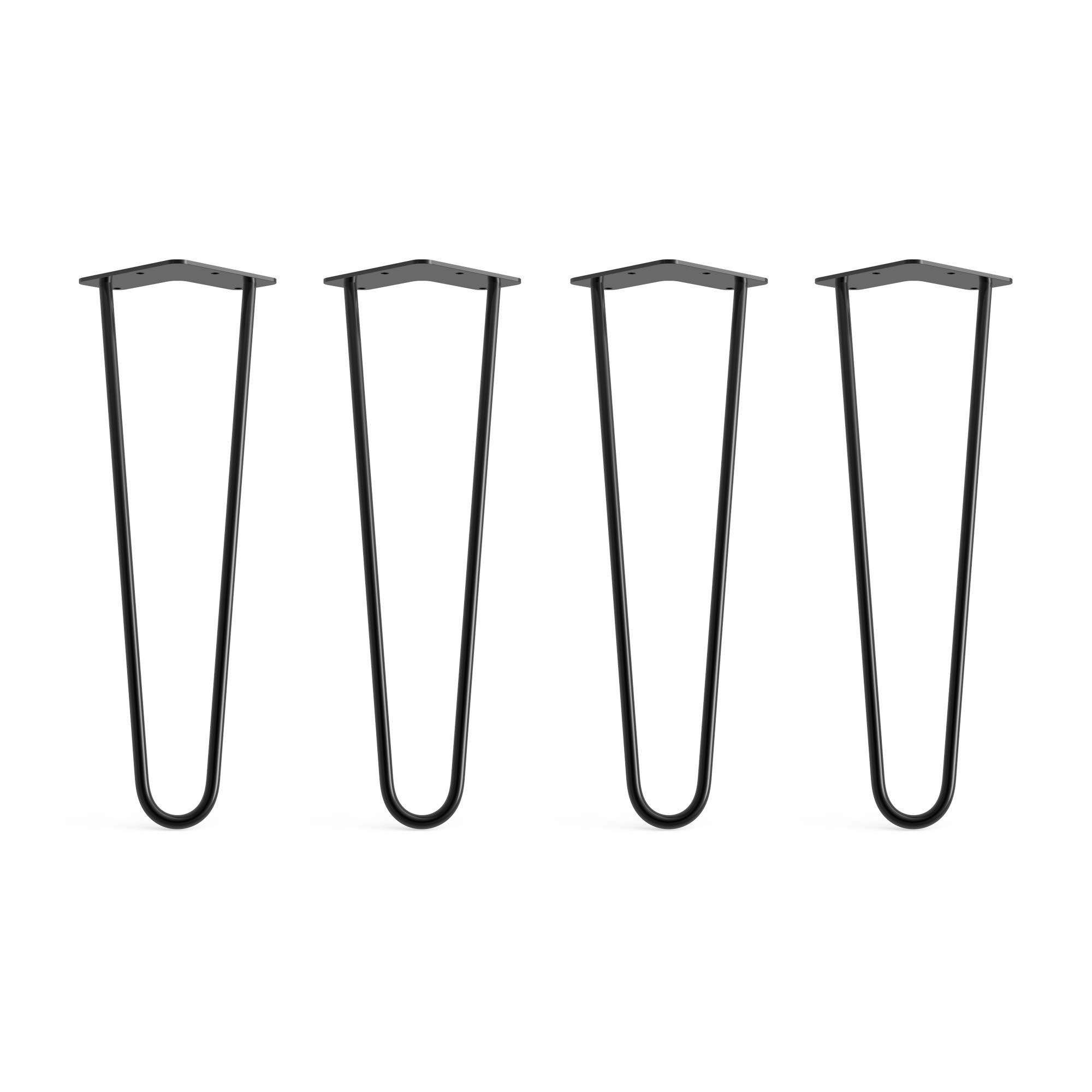 4 x Hairpin Legs from DT IRONCRAFT - 40cm 2 Rod / 10mm, Black Colour - Bench, Stool & Bedside Table Legs with Floor Protector Feet & Screws โ image 1